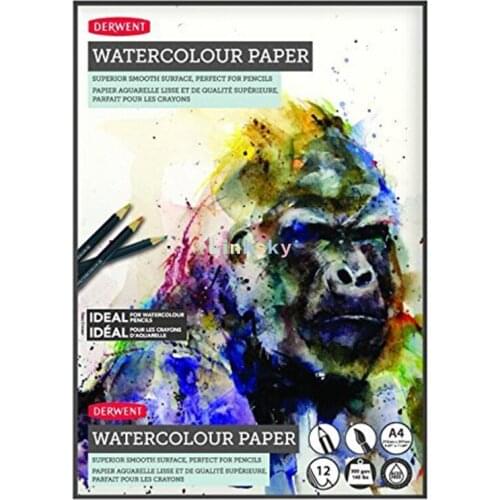 Derwent Watercolor Paper Pad, A4, 8.27X11.69 Inches Sheet Size, 12 Sheets (2301970),Heavy Weight Paper for Water Soluble Pencils