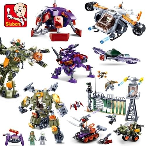 Sluban NEW Robot Fighting Building Blocks Boy Alien Science Fiction Puzzle Education Assembling Children Military Toys Gift