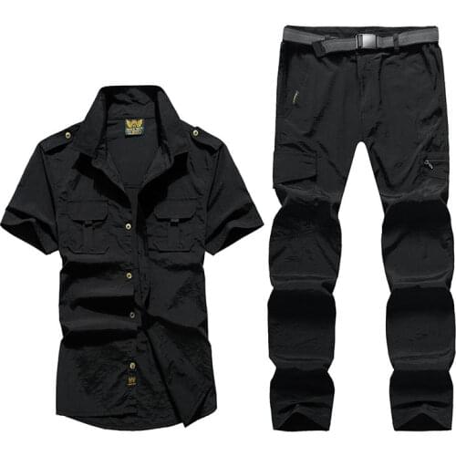 Spring and summer mens outdoor clothing lightweight suit quick drying pants short sleeve mountaineering work clothes