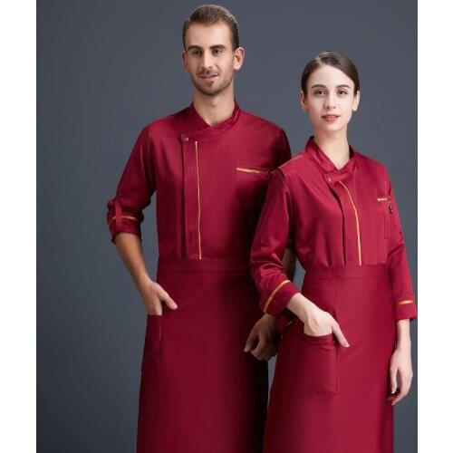 Restaurant Hotel Kitchen Man Woman Chef Jacket Long Sleeve Food Service Chef Overalls Bakery Cooking Catering Work Clothes