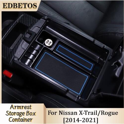 Central Armrest Box For Nissan X-Trail T32 and Nissan Rogue 2014-2020 Car Double Storey Non-Slip Flocking Storage Glove Box