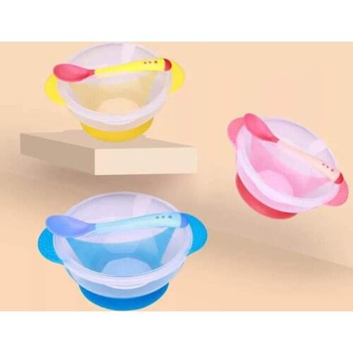 Temperature Sensing Feeding Spoon Child Tableware Food Bowl Learning Dishes Service Plate/Tray Suction Cup Baby Dinnerware Set