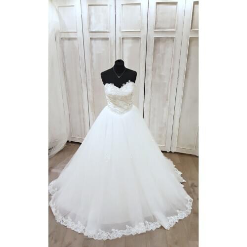 Sweetheart Shiny Lace Top Wedding-Dresses White Ivory Lace Up Back Wedding-Dresses Vestido De Noiva Court Train