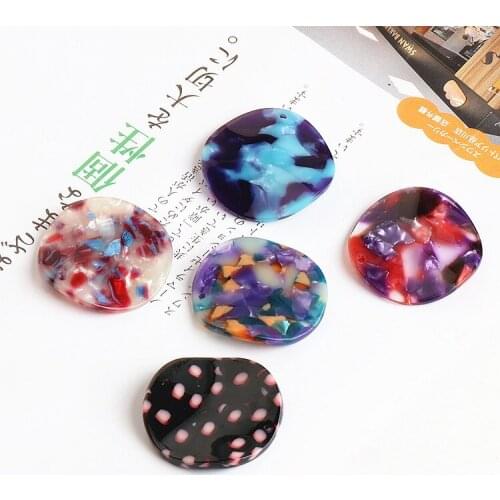 Min order 20pcs/lot 35mm color pattern printing Geometric polygon rounds shape acrylic beads charms diy jewelry earring pendants