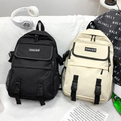 Harajuku Fashion Mens Fashion Backpack Pure Color Casual Student Backpacks Large Capacity Nylon Waterproof Travel Backpacks