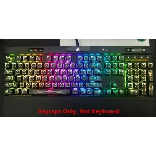 104 Keys Laser Backlit Keycap Set Gaming Keycaps Key Cap for Corsair K70 K65 RGB K95 Strafe Mechanical MX Gaming Keyboard