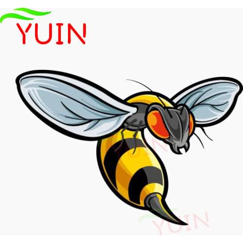 Angry Wasp Lnsect Cartoon Style Animals Car Sticker Fashion Motorcycle Auto Accessories PVC Decoration Waterproof Decal 13*9cm