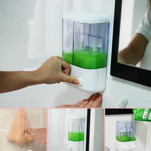 Hand Press Soap Dispenser Clear Liquid Lotion Storage Bathroom Soap Dispenser Wall Mounted Self-Adhesive Shampoo Container