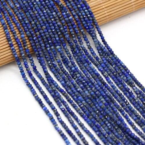 New Small Beads Natural Crystal Faceted Lapis Lazuli Stone Strand Beads for Women Jewelry Making Bracelet Necklace Size 3x2mm