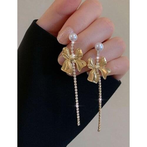 New Earrings Trend Korean Asymmetrical exquisite Elegant Tassel Womens Earrings Fashion Simple Fashion Stud Earrings