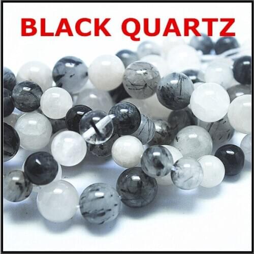 Wholesale nature black quartz stone beads spacer beads charms jewelry bead accessories size 4mm 6mm 8mm 10mm 12mm