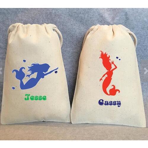 Under the sea Mermaid Bachelorette Hangover bridal shower Survival Kit wedding favor gift Drawstring bags party Candy pouches