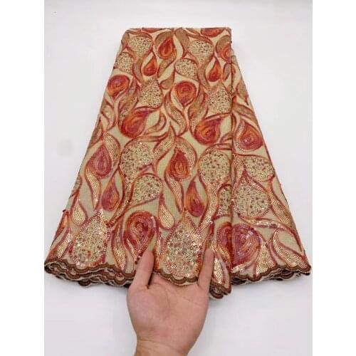 Popular African Mesh Lace Fabric With Colorful Sequins Design French Tulle Lace Fabric For Wedding Party Dress Sewing XH19