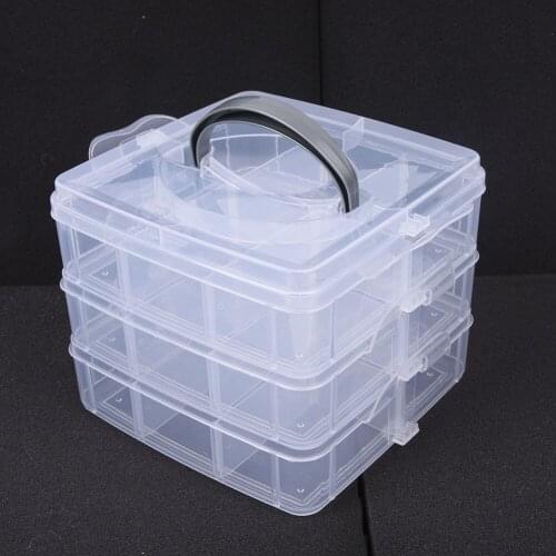 18 Compartment Transparent Plastic Jewelry Bead Storage Box 3 Layers Container Organizer Case For Cosmetics