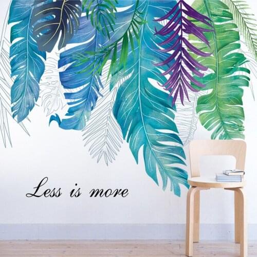 66cmx86cm Tropical Green Plants Self-Adhesive Wall Stickers Room Door Cabinet Porch Bedroom Study Wall Decoration Wallpaper
