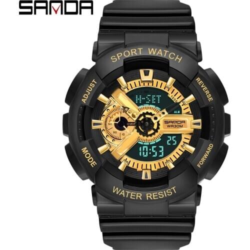 SANDA Mens Watches Top Brand Luxury Military Quartz Watch Men Sports Waterproof S Shock Male Clock relogio masculino 299