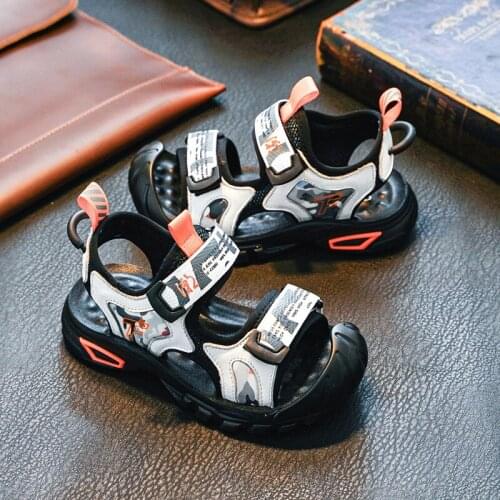 Children shoes Boys Geniune leather Sandals 2021 New Summer Handsome Barefoot Shoes Boys Soft Bottom Childrens Beach Shoes