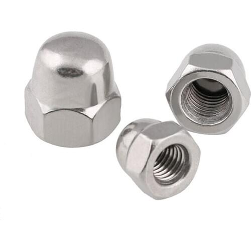 Hex Acorn Nut UNC 8#, 10#, 1/4", 5/16", 3/8" 304 Stainless Steel Hexagon Decorative Semicircle Cap Cover Nuts Dome Nuts