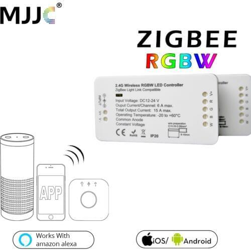 Zigbee Controller DC 12V 24V Bridge LED RGBW Controller For LED Strip Light Compatible Smart Home APP Control Zigbee RGB Dimmer
