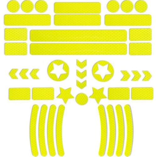 42pcs Bike Reflective Stickers Motorcycle Bicycle Cycling Warning Strip Reflector Film MTB Scooter Helmet Body Night Safety Tape