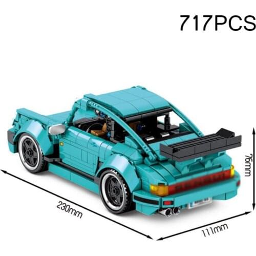 Technical building block germany horse logo 1979 pors turbo Le Mans racing car model Pull back vehicle steam assembly brick toy