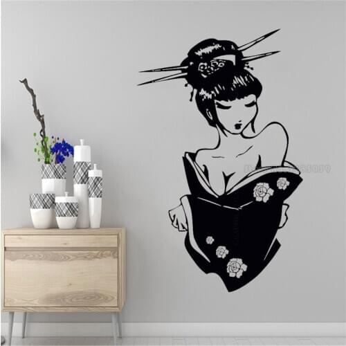 Japan Geisha Wall Decal Beauty Salon Vinyl Stickers Poster Japanese Artistic Design Bedroom Living Room Home Decoration LL2082