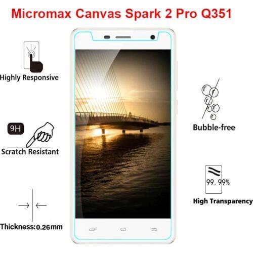 For Micromax Canvas Spark 2 Pro Q351 Tempered Glass Screen Protector Safety Protective Film On Micromax Q351 Pelicula De Vidro