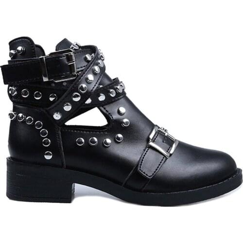 Boots Women Fashion Rivet Belt Buckle Ankle Boots for Women Boot Student Casual Shoes Women 2021 Trendy Large Size Single Shoes