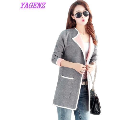 2020 Spring Autumn Knit cardigan Jacket Women Loose Long Cardigan sweater Young Women Fashion Wild Spell color Sweater Coat B335