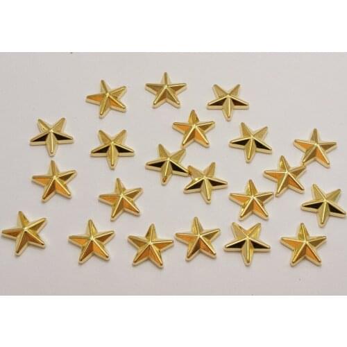 100 Gold Tone Metallic Acrylic Star Studs 14mm No Hole Cell Phone Deco