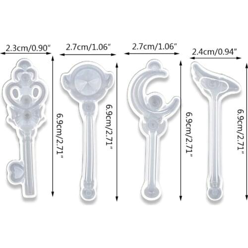 4 Pcs Crystal Epoxy Resin Mold Magic Wand Silicone Mould DIY Handcrafts Casting 85LF