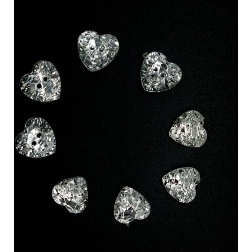 50PCs Acryl Buttons 2 holes Heart Imatition Diamond Button Latest Design Scrapbooking Sewing Accessories Craft JS3003