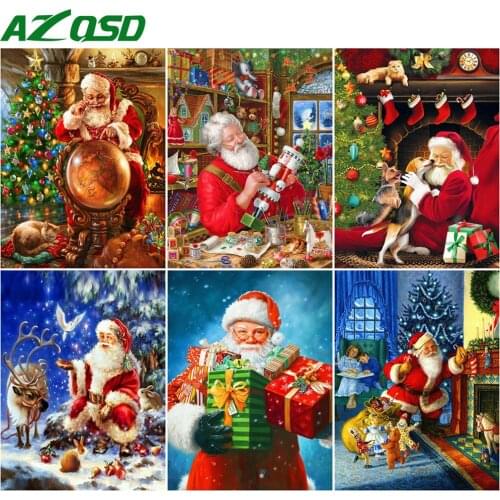 AZQSD 5d Diamond Painting Santa Claus Diy Full Square Drill Home Decoration Diamond Embroidery Cartoon Mosaic Needlework