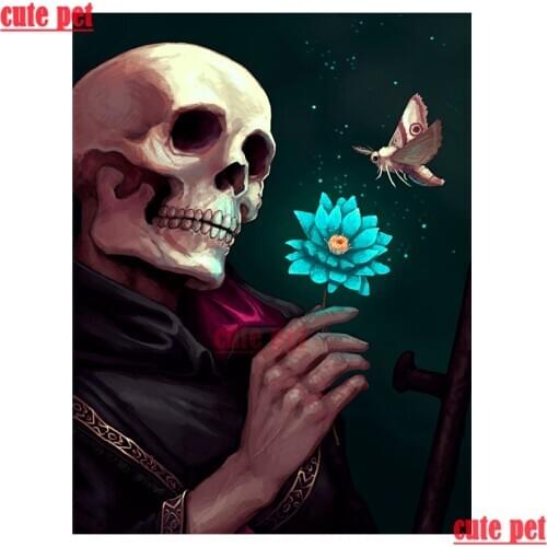 Cute pet full Square round drill Skulls flowers butterflies Diy diamond painting cross stitch Diamond 5D Embroidery mosaic decor