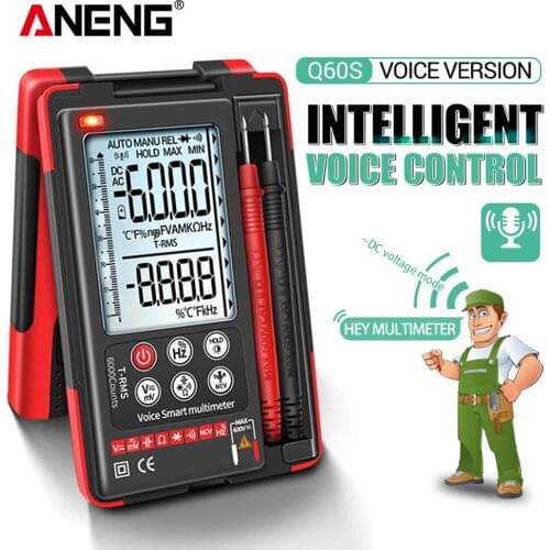 ANENG Q60S Digital Voice Smart Multimeter Transistor Testers 6000 Counts True RMS Auto Electrical Capacitance Meter Resistance