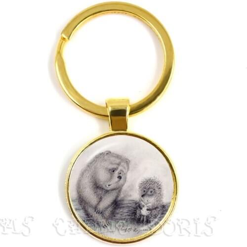 The Hedgehog in the Mist Key Chains 25mm Glass Dome Keychain Little Hedgehog in the Fog Creative Jewelry For Women Men Kids Gift