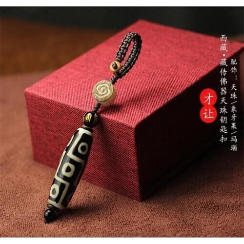 Nine Eye Tibet Dzi Keychain Keyring Buddhist Mantra Sign Yoga Charm Car Key Chain For Women Nepal Ethnic Jewelry