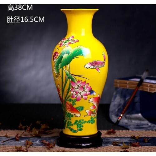 Jingdezhen Ceramics Chinese Style Eed Hydroponic Vase Flower Vase Living Room Decoration Classical Big Vase
