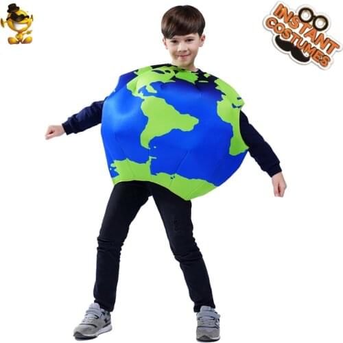 Kids Halloween Child Earth 3D Costume Fancy Dress Christmas Kids Blue Earth Tunic Clothes Costume