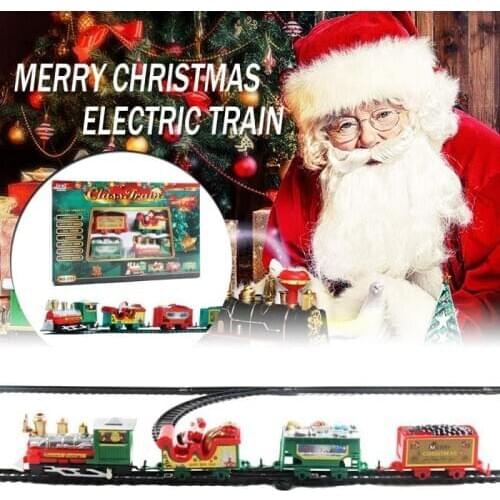 Child Classical Christmas Train Set Toy Railway Tracks Traffic Toy Christmas Tree Home Decoration Train Model Toy Gift