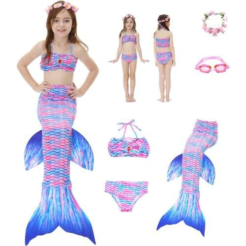 2021 Girls Mermaid Tails Swimming Dresses Cosplay Costume Beach Clothes Children Mermaid Swimsuit for Kids Swimmable Costumes