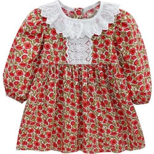 Spring Lace Collar Kids Baby Girls Long Sleeve Printing Princess Dresses For Girls Dresses Autumn Kids Girl Dress Children Dress