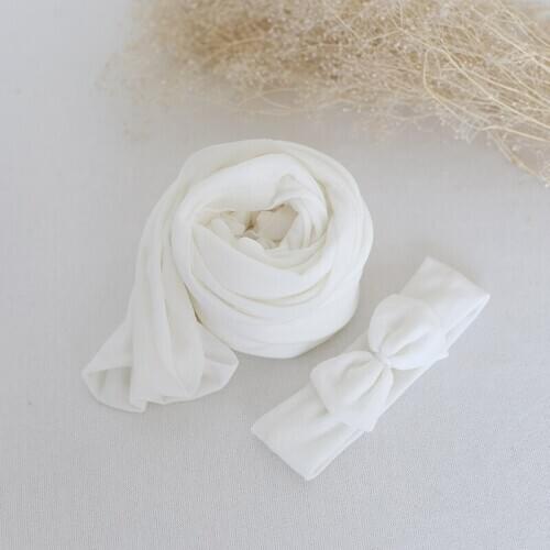 Newborn stretch knit wraps Layer fabric Baby soft headband set Newborn Jersey stretch wraps photography props
