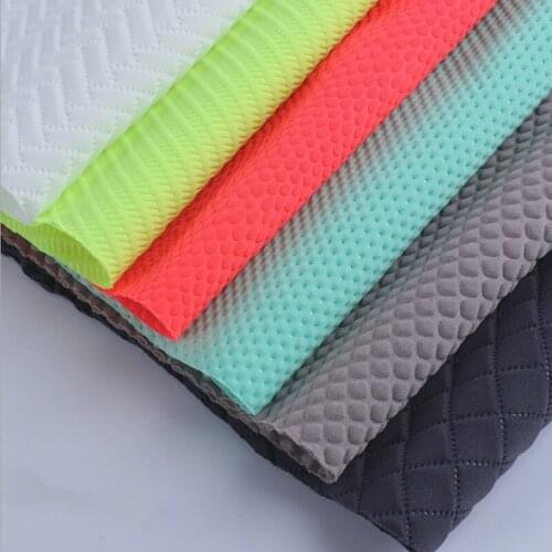 4 yards Air layer rhombic embossed polyester elastic composite neoprene Luggage, handbags, shoes, computer bag, cup cover fabric