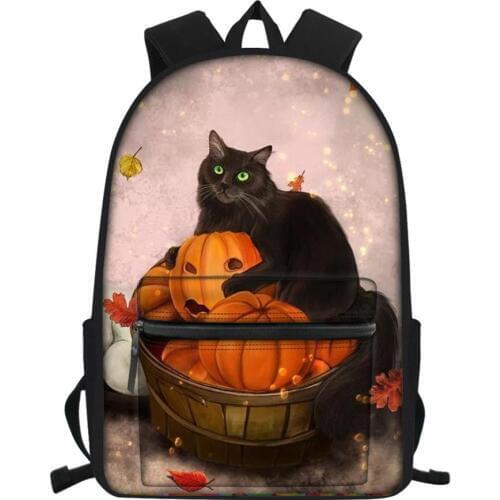 HaoYun Fashion Childrens Canvas Backpack Fantasy Cats Pattern Girls School Book Bags Cartoon Animal Womens Travel Backpacks
