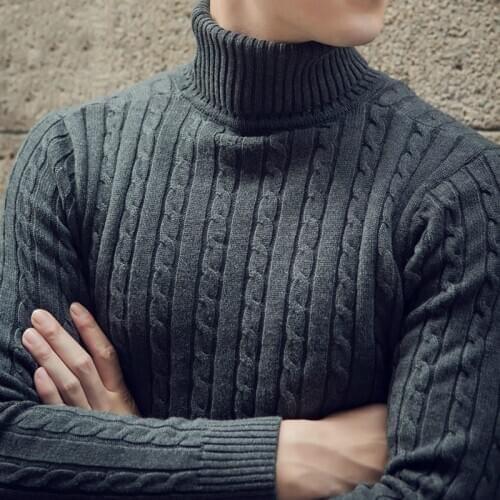 Cotton high-neck sweater men Korean version of the trend winter cotton mens thick sweater knitwear