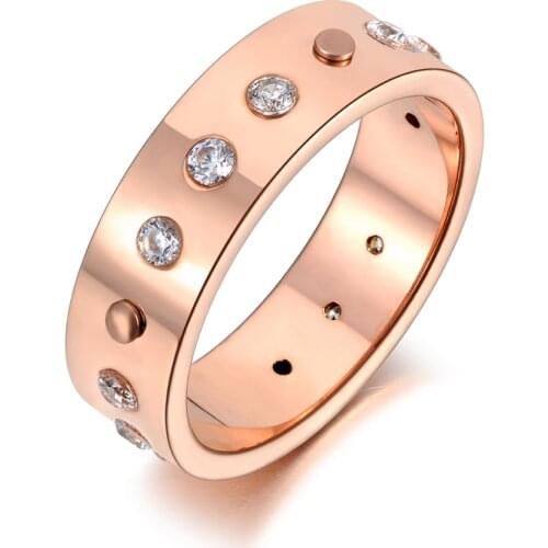 Original Design Mosaic CZ Crystal Wedding Ring Jewelry For Women Trendy Titanium Stainless Steel Exquisite Ring R19094