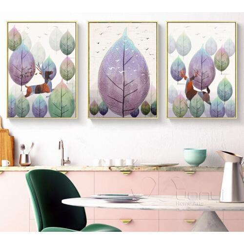 Modern Style Leaf Nordic Canvas Art Print Painting Home Decor Abstracto Nordic Wall Art Decor Pictures For Living Room Unframed