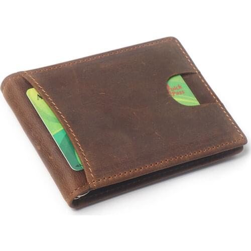 Rfid Blocking Genuine Leather Money Clip Wallet EU USA Euros Dollar Cash Money Holder with Front Pocket
