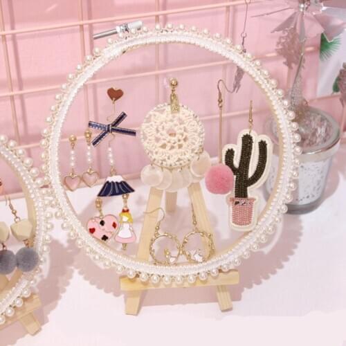 Creative Ferris Wheel Shaped Thin Lace Jewelry Display Stand Rack Suspension Earrings Storage Racks Dressing Table Organizer New